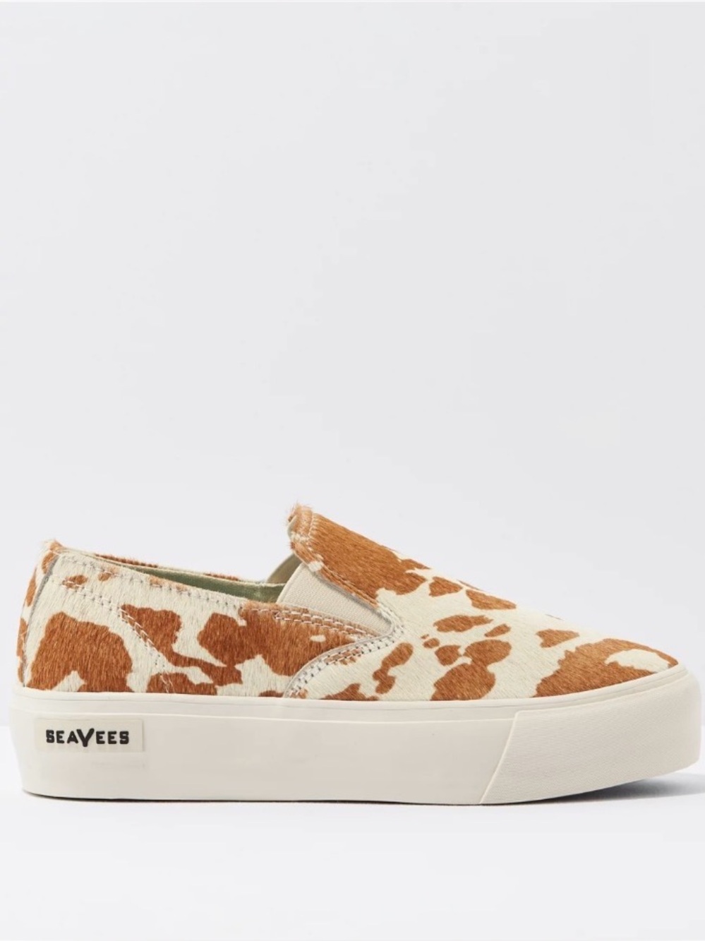 SeaVees Baja Mulholland Platform Shoes Tan White Hair on Cowhide Size 5.5 Boho